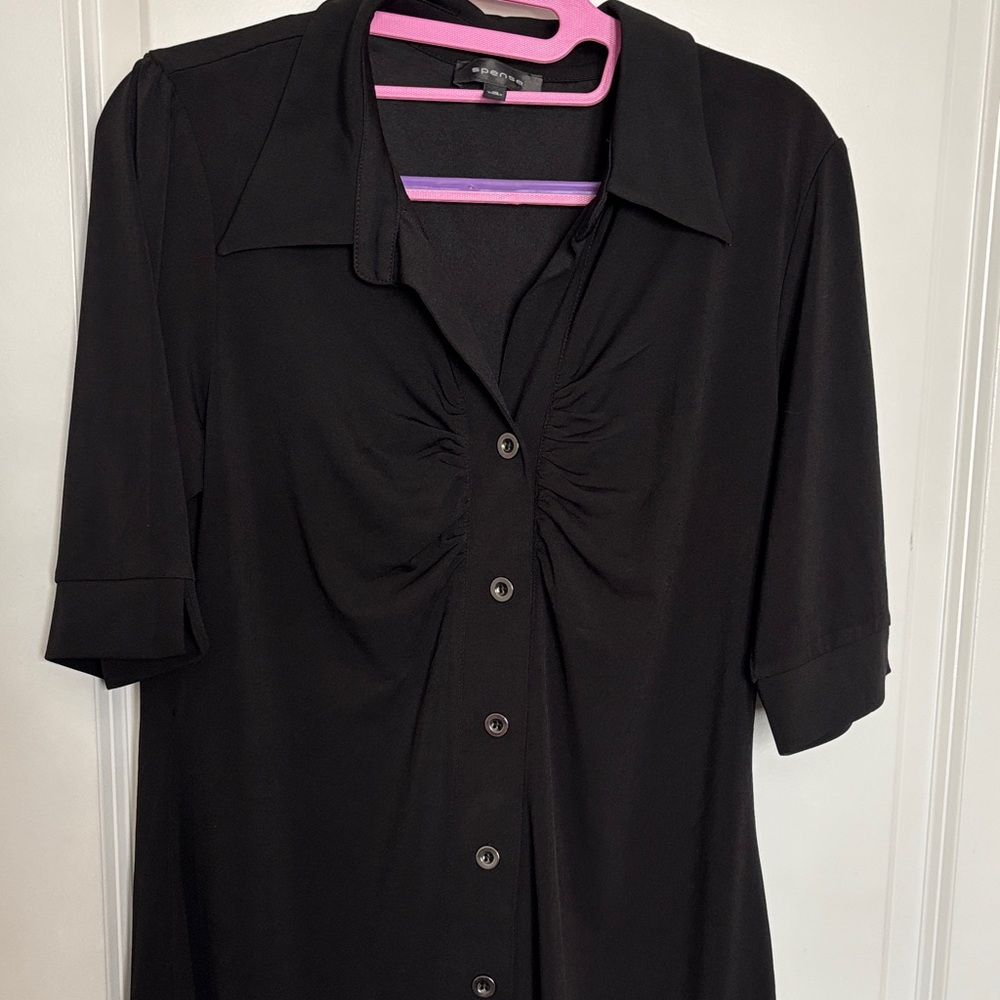 Spense Black Collared Button-Up Top - image 2